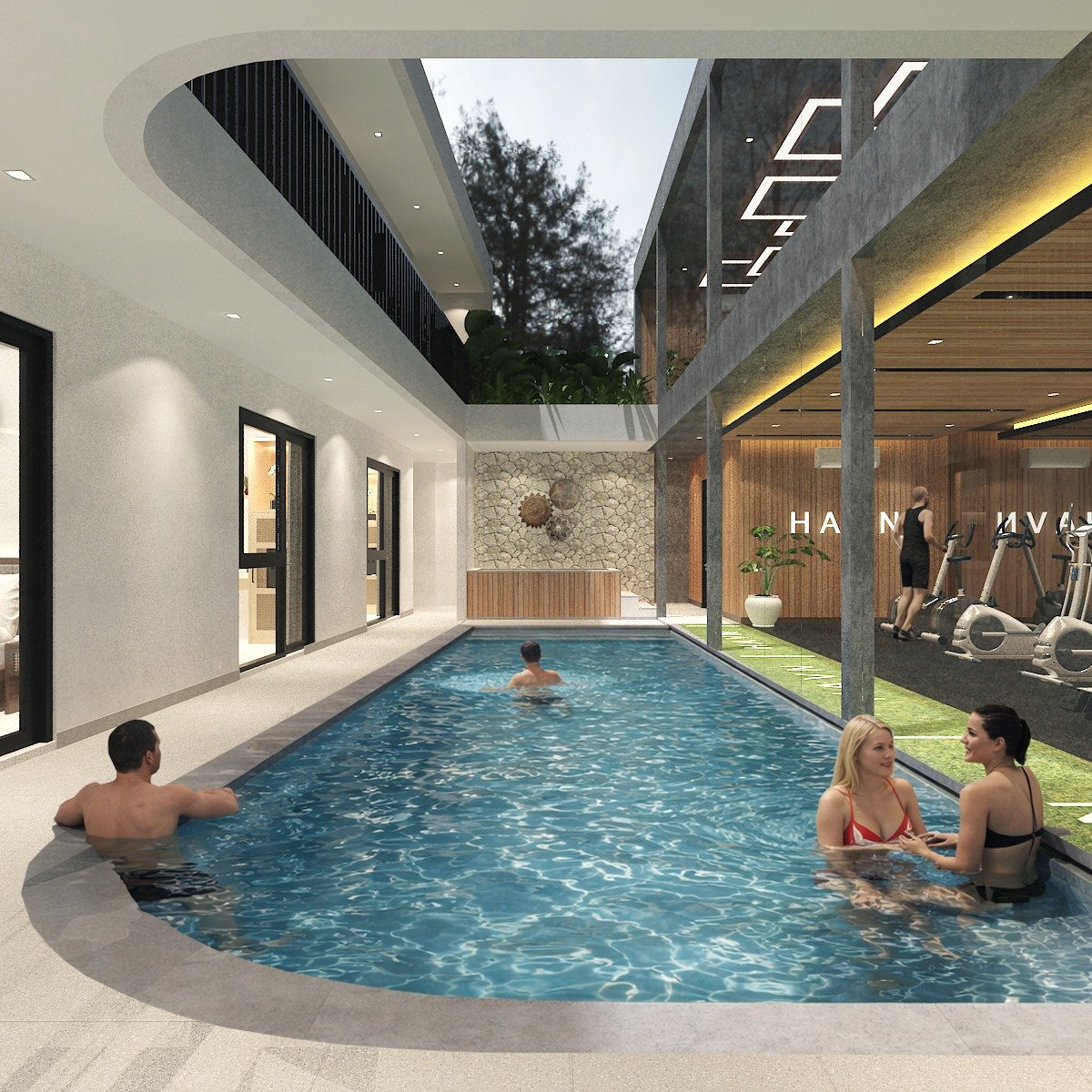 HAVN pool at lower ground level, render